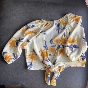 Tie Front Floral Crop Top